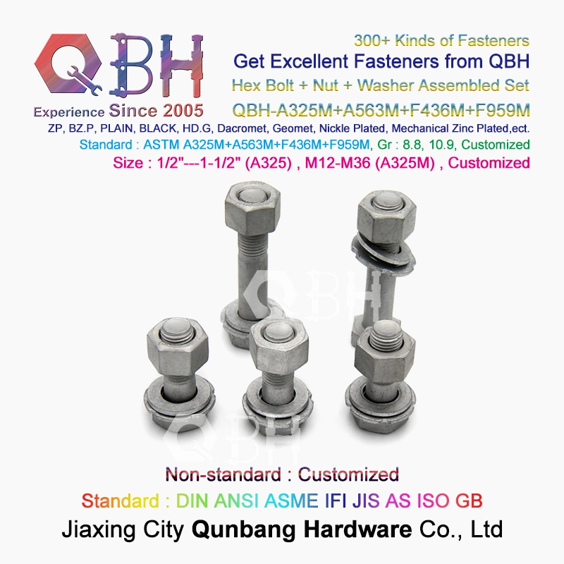 Qbh ASTM A325 A325m HDG Yzp Black Zp Plain Zinc Full Half Thread 2h Nut F436m Washer Heavy Hexagon Hex Head Industry Construction Building Material Formwork