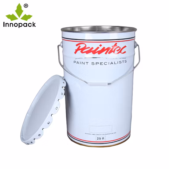 5-Gallonen-Eimer/Fass aus Metall mit Reike-Abdeckung, runder 25-Liter-Farbeimer aus Metall