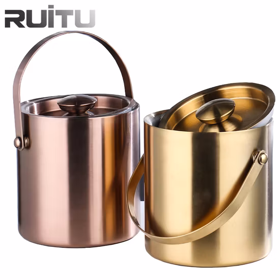 Restaurant, Haushalt, Party, dekorative Arten von Lebensmittelaufbewahrung, Getränkeeimer mit Ohrengriff, großer Kühler, Champagner-Eiskübel aus silbernem Metall und Edelstahl