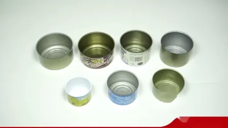 Runde Blechdose aus lebensmittelechtem Metall in Lebensmittelqualität, Farbe für Lebensmittel, für Lebensmittelverpackungen, leere Weißblechdose